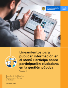 Previsualizacion archivo Lineamientos para publicar información en el Menú Participa sobre participación ciudadana en la gestión pública - Versión 1 - Mayo 2021